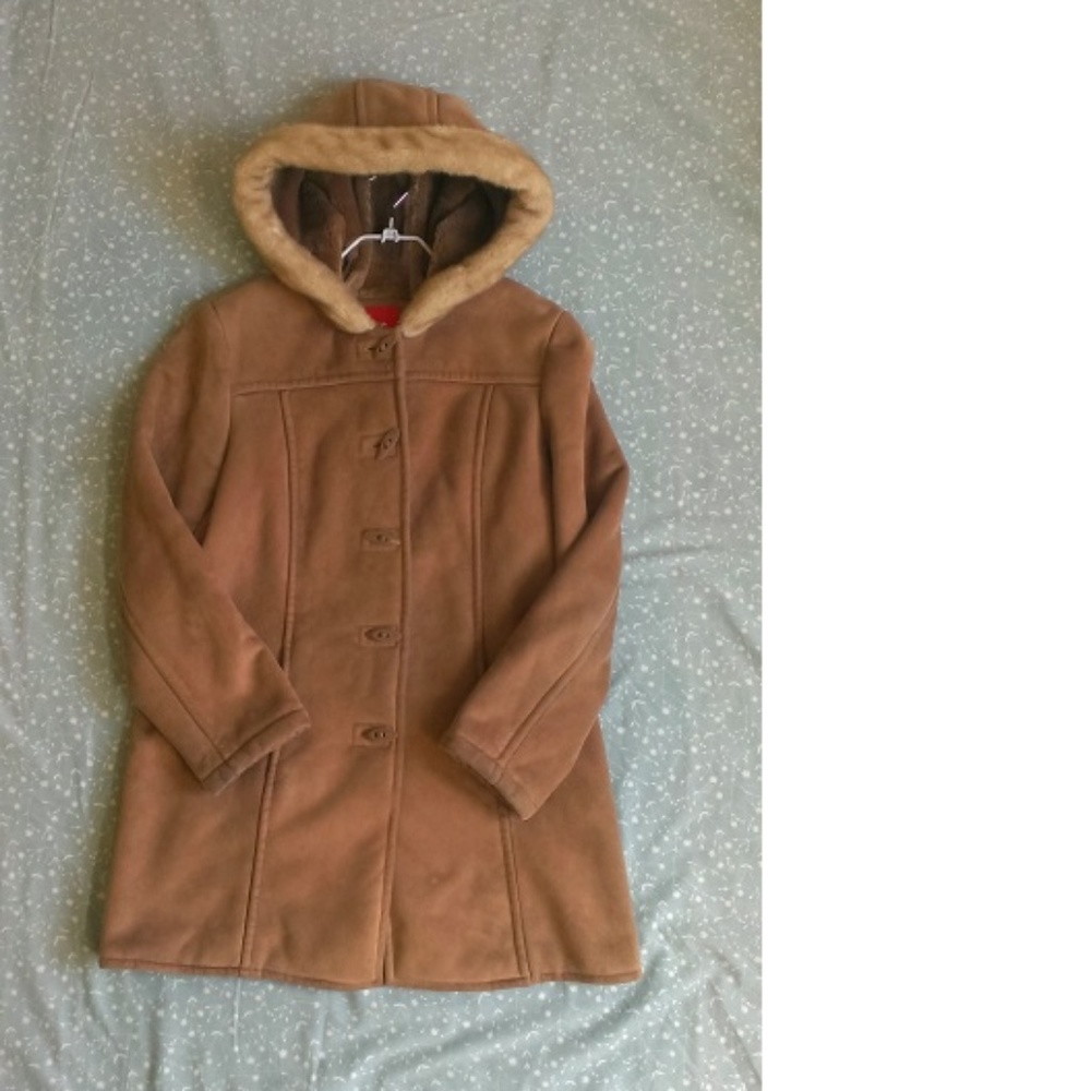 Esprit Faux Suede Hooded Coat Sz L